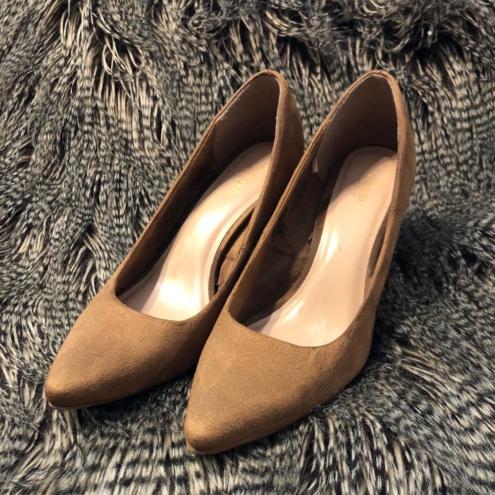 Faux Suede Camel Heels
